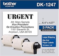Brother Genuine DK-12473PK Die-Cut Large Shipping Paper Labels, 4.07 in x 6.4 in (103 mm x 164 mm) L