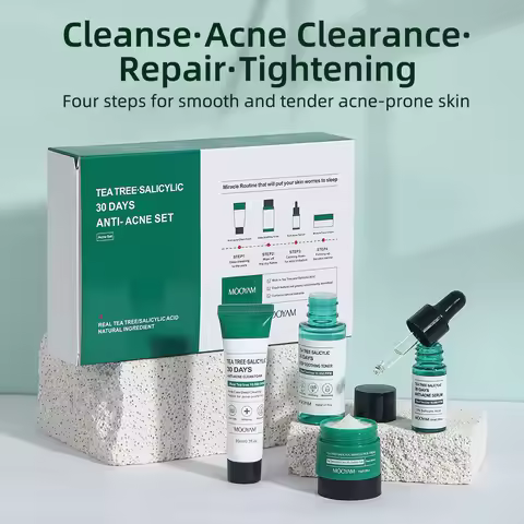 Tea Tree Salicylic Acid Acne Kit Skin Care Kit Salicylic Acid Facial Cleanser Toner Essence Cream Ac