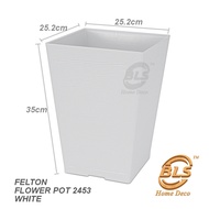FELTON (small size) SQUARE FLOWER POT 2453 PLASTIC FLOWER POT FOR INDOOR OUTDOOR PASU BUNGA