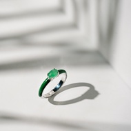 AR-Kang Collection** AKR628 Lucky Day Collection แหวนเงินแท้925 Green Enamel ประดับพลอยนำโชค (Silver