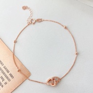 New Rose Gold 18K Fashion AU750 Fine Jewelry Satellites Double Hearts Bracelet for Women