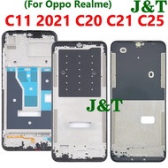 For Realme C11 2021 C20 C21 C25 LCD Front Middle Frame Housing Faceplate Bezel Replacement Parts