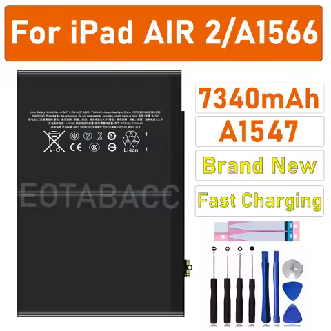 2025 Years 7340mAh A1547 Tablet Battery for Apple IPad 6th & Air 2 A1566 Replacement Bateria Batteri