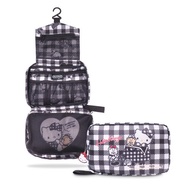 murmur 網狀三摺盥洗包 | hello kitty (黑白格) | 附吊飾