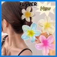 [1pcs] 8cm/4cm Acrylic Plumeria Gradient Hair Clip | Cute Korean Holiday Style | Women's Hair Access