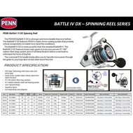 PENN fishing reel BATTLE IV DX 2500 3000 4000 5000 6000 8000 Spinning Fishing Reel With