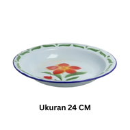 [BISA COD] PROMO Piring Seng Motif Bunga Jadul Tebal Tahan Lama Awet Digunakan Piring Enamel Bunga P