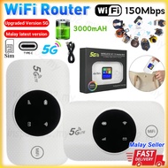 【Malay Version】Wifi Router Portable Mini 5G Unlocked Lte Pocket WiFi with Sim Card & Rechargeable Ba