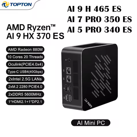 D12 Pro Gaming Mini PC AMD Ryzen AI 9 H465 ES AI 9 HX370 ES AI 5 PRO 340 ES DDR5 Windows 11 WiFi6E H