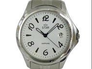 [專業] 石英錶 [STAR 9T0332]  STAR 圓形時尚錶[白色面+日期]軍/中性錶