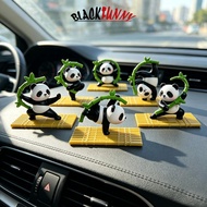 BLACKFUNNY 6Pcs Cute Pandas Car Ornament Bamboo Raft Micro Landscape Dashboard Decor for Home Desk O