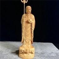 Yaba Boxwood Carving Home Living Room Character Decoration Stand Lotus Ksitigarbha Bodhisattva Buddha Statue Solid Wood Statue Decoration Wooden Statue Wooden Carving Artwork Feng Shui Lucky God Statue God Statue