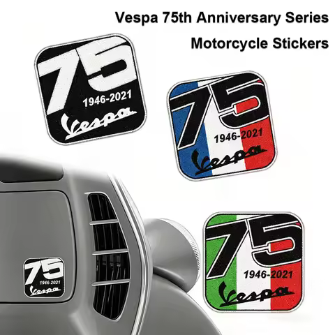 Vespa 75th Anniversary Stickers 1946-2021 Waterproof Frosted Texture Decals for Vespa GTS Sprint Pri