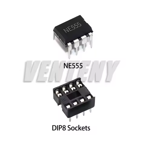 20Pcs (10 Each) 8 Pin DIP Sockets & NE555P IC 555 Timer Programming Oscillator Chip NE555