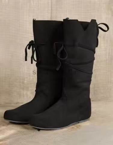 Medieval Retro Men Knight Boots Larp Shoes PU Leather Warrior Prince Pirate Hunter Cosplay Fancy Par