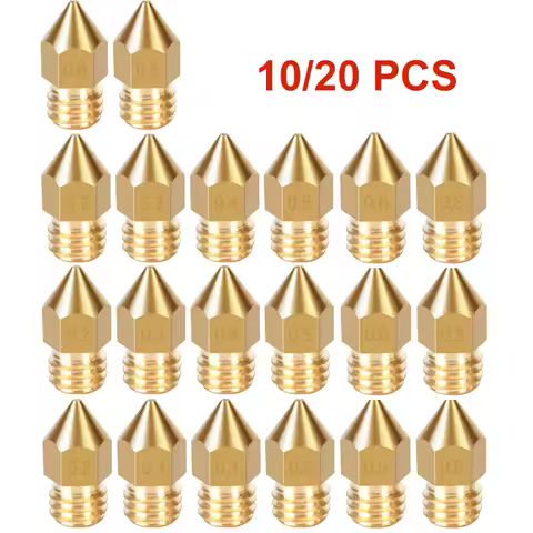 10/20 Pcs MK8 Brass Nozzle 0.2MM 0.3MM 0.4MM 0.5MM 0.6MM Extruder Head Nozzles For 1.75MM CR10 CR10S