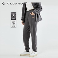 GIORDANO Women Joggers Polar Fleece Elastic Waist Warm Joggers Brand Patch Pleated Fashion Casual Ch