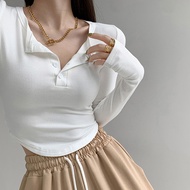 MISSO BJ1646 Pakaian Wanita Baju Kaos Atasan Lengan Panjang Inner Knit Rib Longsleve Squere Neck