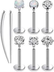 F136 Titanium Surgical Implant Grade Nose Rings Studs Flat Back Earrings Internal Thread 20G 18G 16G