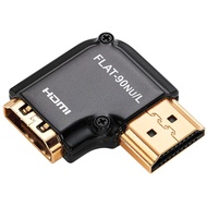 HDMI Adapter Male to Female Right Angle, Zinc Alloy Full Shielding 24K Gold Plated Connectors (FLAT-
