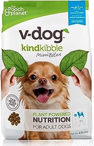 V-dog Vegan Mini Kibble Dry Dog Food (4.5 LB) Small Breed Dogs | Plant-Based Protein with Added Taurine for Sensitive Stomach and Skin | All Natural Made in US