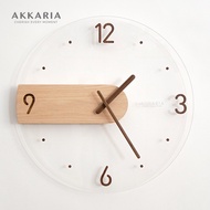 Creative Nordic Simple Solid Wooden Wall Clock Transparent Clock Wall Clock Living Room Home Wall Clock Decorative Clock