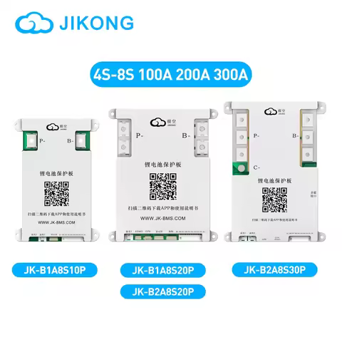 JIKONG BMS B2A8S20P 200A B1A8S10P B1A8S20P B2A8S30P BD4A8S4P BD4A8S6P 4S 5S 6S 7S 8S 12V 24V lifepo4