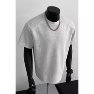 STA GTAL Gray Shoulder Short Sleeve Men's Summer Niche Cut Deconstruction T-Shirt American Small Nec