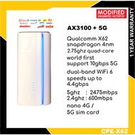 CPE-X62 5G MOD Unlimited Modem AX3100 AI Whole Home Mesh WiFi-6 4G / 5G SIM Card Router ( Gteniq / s