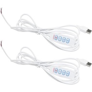 2pcs Putih DC5V USB LED Dimmer Sambungan Kabel Suis Penyesuai Pengawal Peredupan Kabel Kuasa Mentol 
