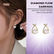 Diamond Flow Earrings Diamond Cross Earrings Earring/ Wanita