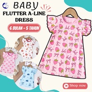 CantikBaby Baju Tidur Bayi & Kanak-Kanak Lengan Flutter A-line Comel Kain Sejuk 1Tahun-6Tahun Cute K
