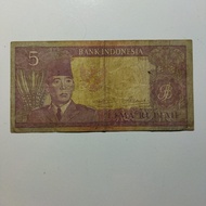Uang Kertas Kuno non PMG Rp 5 Sukarno tahun 1960