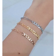Plain dragon scale combi paperclip chain bracelet + 1 bell/genuine silver 935 gold plated/latest wom