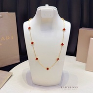 4 Leaf Necklace with 10 Flower Charms Mini Size 0.7cm Titanium Steel Round Buckle No Black Rust Lady