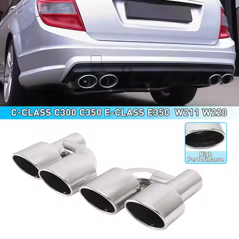 Stainless Steel H type Exhaust Pipe 2.5 inch Dual Oval Muffler Tip for C-Class C300 C350 E-Class E35