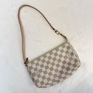 LV/路易威登 麻將包 Damier Azu帆布 白棋盤格腋下包