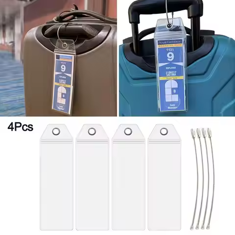 Steel Wire Cable Loop Cruise Luggage Tag Holders Zip Seal Pouch PVC Suitcase Label Holder Waterproof