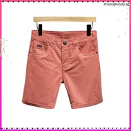 BTM Five Pocket Denim Men's Shorts - Thick Washed Soft Khaki Jeans Regular Form - 5.593