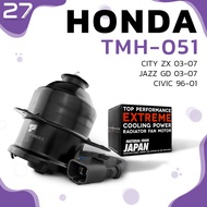 มอเตอร์พัดลม HONDA CITY ZX 03-07 / JAZZ GD 03-07 / หม้อน้ำ หมุนซ้าย มีสาย ทรงกระบอก - ตรงรุ่น 100% -