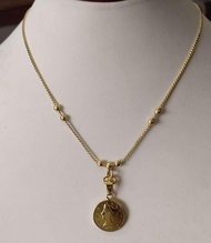 kalung bandul koin lapis emas 24k (45cm)