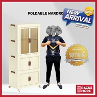 RAKSMORE Clothes Cabinet Closet Wardrobe Storage Aesthetic Folding Sliding Almari Baju Plastik Kukuh