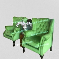 Kerusi Baldu Velvet Wing Chair 1 Seater Arm Chair Chesterfield Wing Chair