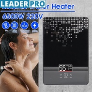 220V Electric Hot Water Heater Tankless Instant Boiler Bathroom Shower Thermostat Safe Intelligent Automatically fauce Black/Pink 6500W