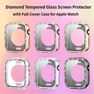 Bling Glass+Cover For Apple Watch Series Ultra 11 10 9 8 7 S6 5 4 3 2 SE SE2 SE3 Diamond Bumper + Pr