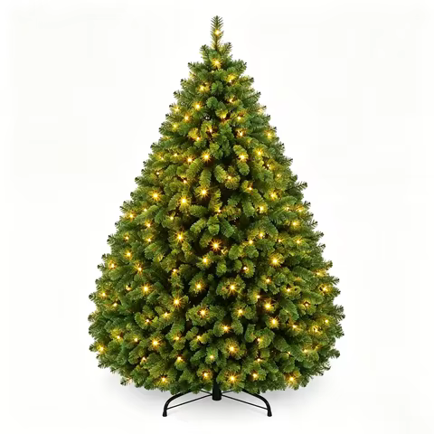 Tacleekii 4.5 ft 6ft 7.5ft Christmas Tree, Prelit Artificial Christmas Tree with Dual Color LED Ligh