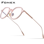 FONEX Acetate กรอบแว่นตาไททาเนียมวินเทจสำหรับผู้ชายแว่นตาสี่เหลี่ยมขนาดใหญ่แว่นตาผู้หญิง LILAC
