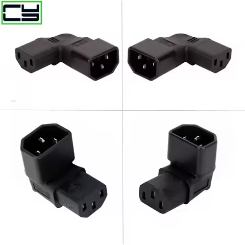 3Pin IEC Connector Down UP 90 Angled IEC 320 C14 Male to C13 Female Power Adapter connector AC plug 