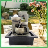 [Flameer] Indoor Tabletop Water Fountain Relax with Light Feng Shui Ornament Cascading