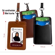 ID card Name holder Leather ID card holder, 3-slot ID card holder